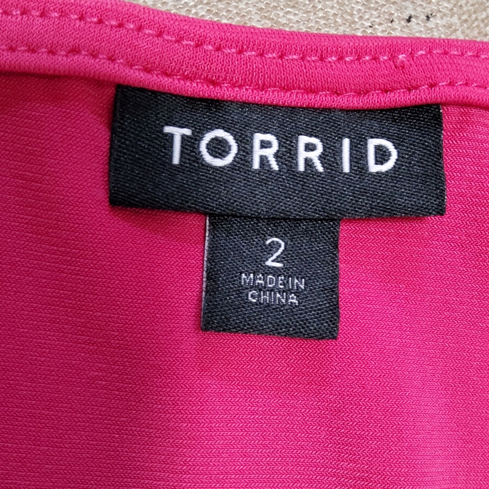Torrid Stretch Solid Pink Short Flare Sleeve Shif… - image 8